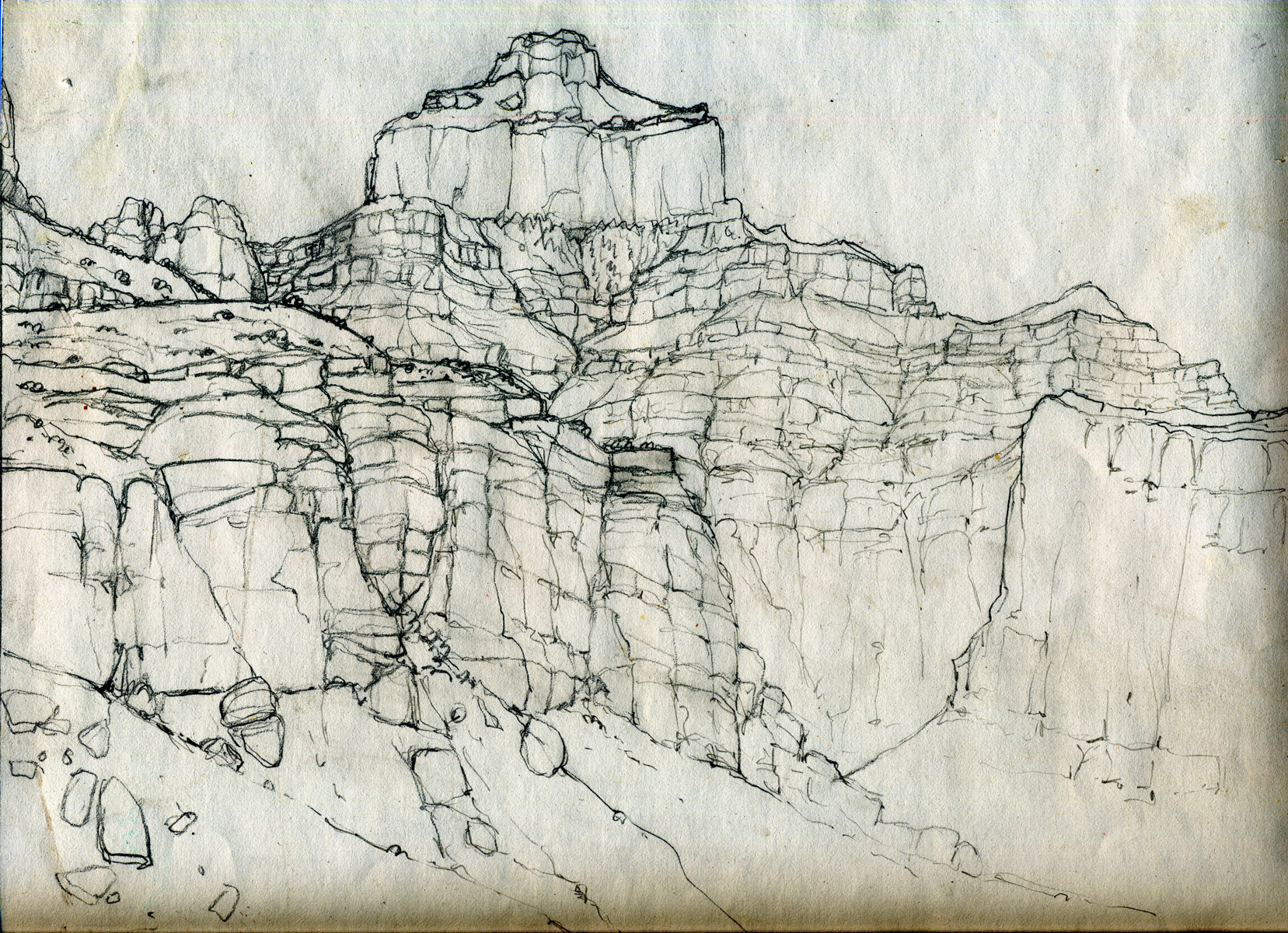 Oza Butte, ink 1984